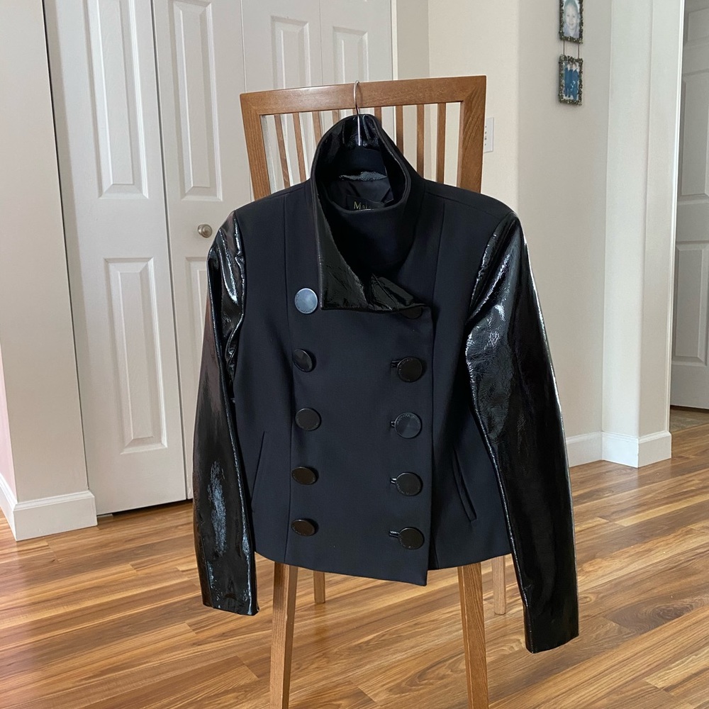 C.Malandrino Blended wool and real leather coat